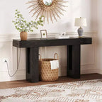 Console de canapé extra longue avec prise de courant, ports USB et Type-C, table d'entrée étroite et fine pour couloir, derrière le canapé ou le salon