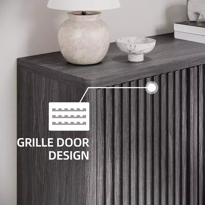Meuble à chaussures avec porte cannelée, meuble de rangement à 5 niveaux, banc d'entrée rustique pour couloir
