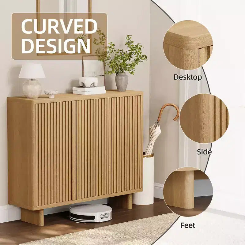 Meuble à chaussures avec porte cannelée, meuble de rangement à 5 niveaux, banc d'entrée rustique pour couloir