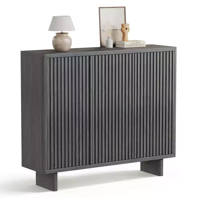 Meuble à chaussures avec porte cannelée, meuble de rangement à 5 niveaux, banc d'entrée rustique pour couloir
