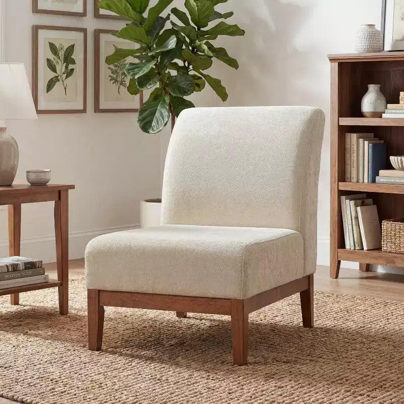 Fauteuil d'appoint rembourré en Hévéa Moderne avec dossier incurvé