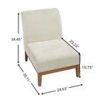 Fauteuil d'appoint rembourré en Hévéa Moderne avec dossier incurvé