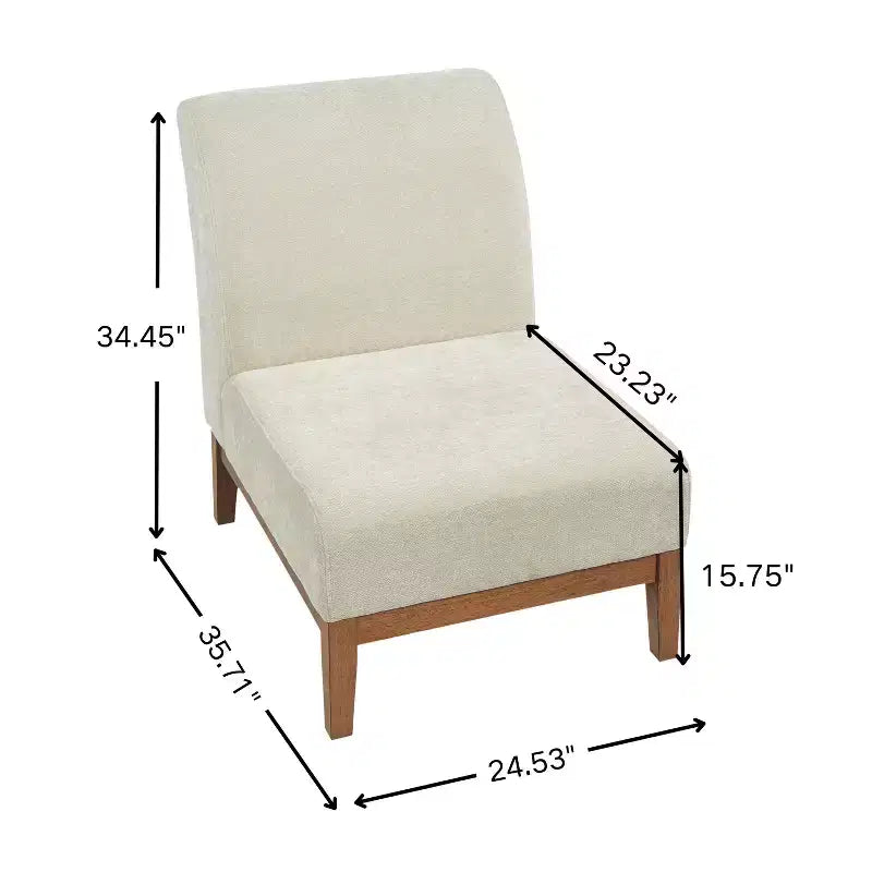 Fauteuil d'appoint rembourré en Hévéa Moderne avec dossier incurvé