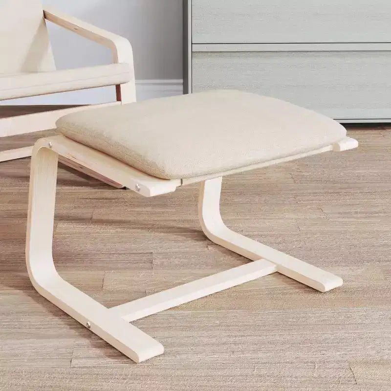 Repose-pieds ottoman pouf tabouret de salon en tissu - Crème