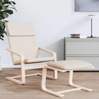 Repose-pieds ottoman pouf tabouret de salon en tissu - Crème