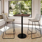 Table de salle à manger haute avec plateau HPL, faux béton gris, piètement en fer