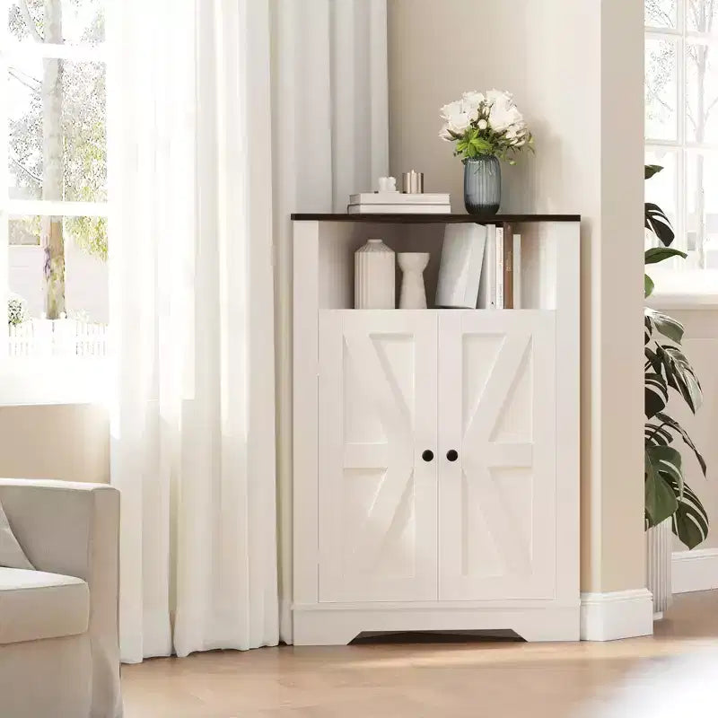 Meuble d'angle de ferme avec porte et étagère réglable, pour salle de bain, cuisine, salon