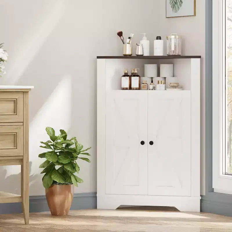 Meuble d'angle de ferme avec porte et étagère réglable, pour salle de bain, cuisine, salon
