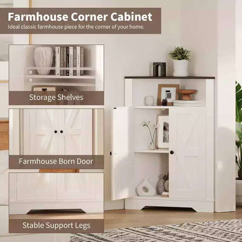 Meuble d'angle de ferme avec porte et étagère réglable, pour salle de bain, cuisine, salon