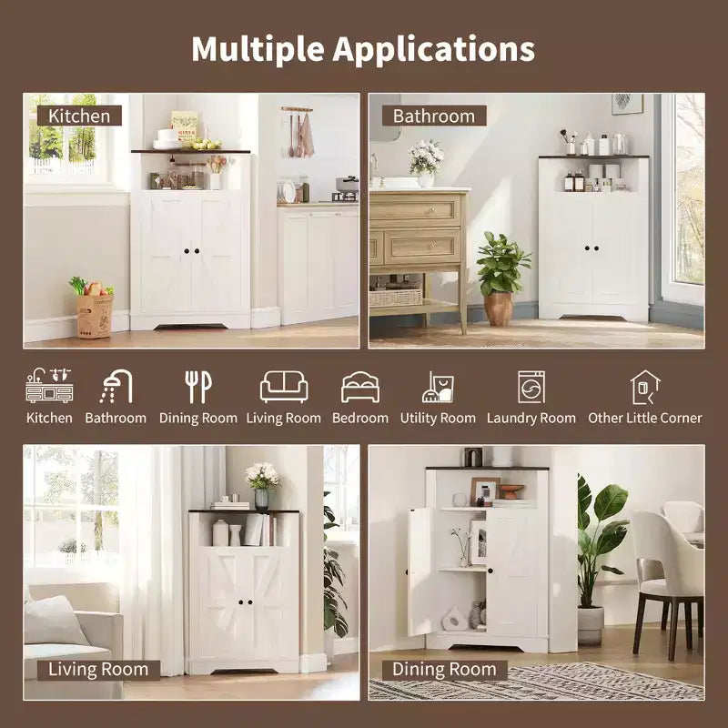 Meuble d'angle de ferme avec porte et étagère réglable, pour salle de bain, cuisine, salon