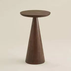 Table d'appoint ronde en bois, finition noyer, style moderne rustique
