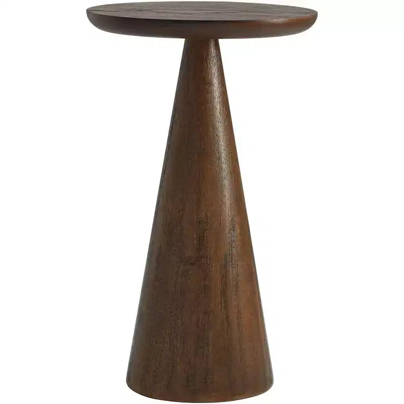 Table d'appoint ronde en bois, finition noyer, style moderne rustique