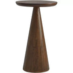Table d'appoint ronde en bois, finition noyer, style moderne rustique