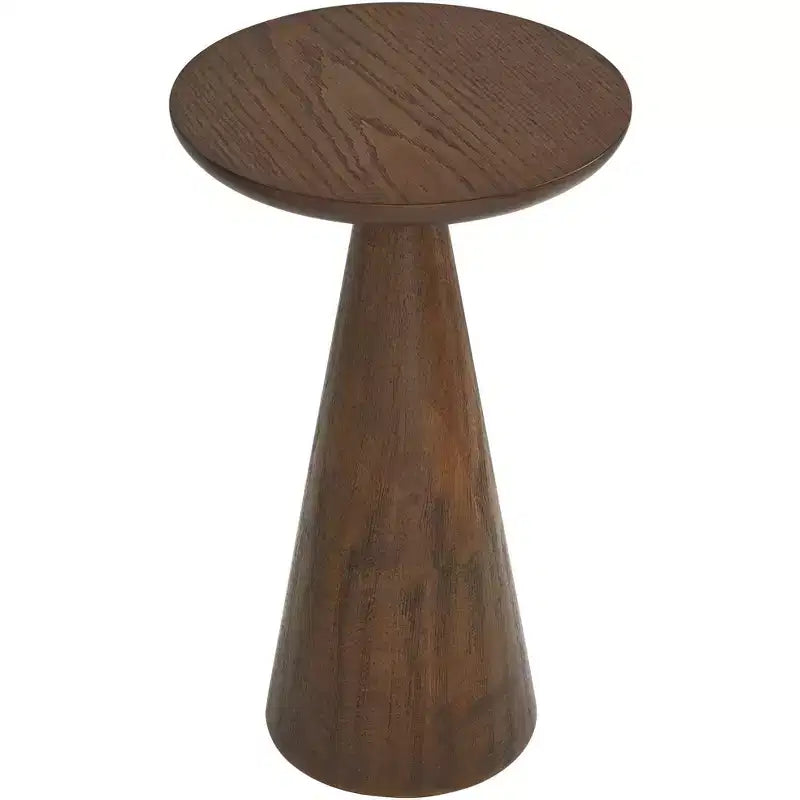Table d'appoint ronde en bois, finition noyer, style moderne rustique