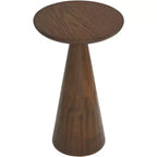 Table d'appoint ronde en bois, finition noyer, style moderne rustique