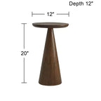 Table d'appoint ronde en bois, finition noyer, style moderne rustique