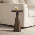 Table d'appoint ronde en bois, finition noyer, style moderne rustique