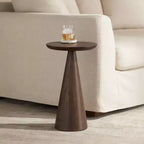 Table d'appoint ronde en bois, finition noyer, style moderne rustique