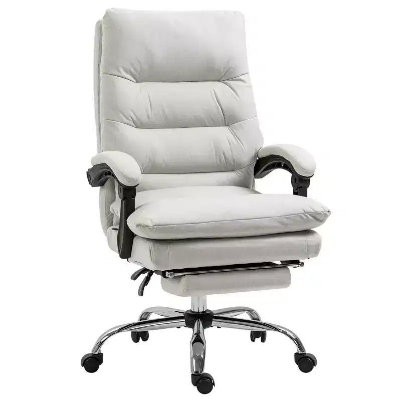 Chaise de bureau de massage en microfibre, inclinable chauffante avec repose-pieds, rembourrage double épaisseur, roulettes pivotantes