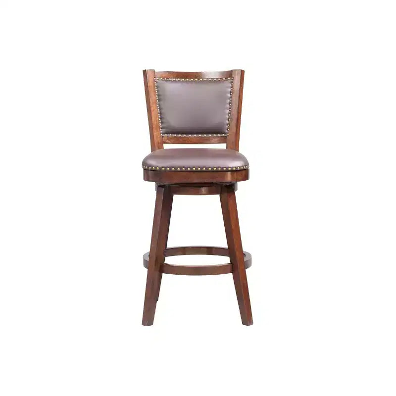 Tabouret de bar pivotant, dossier haut en similicuir, finition cappuccino