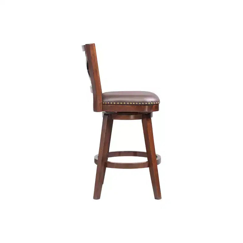 Tabouret de bar pivotant, dossier haut en similicuir, finition cappuccino