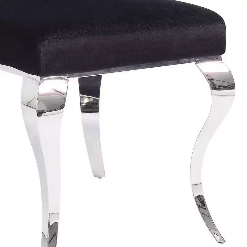 Chaise de salle à manger moderne Tissu noir Acier inoxydable