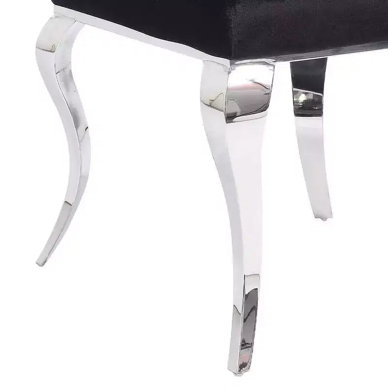 Chaise de salle à manger moderne Tissu noir Acier inoxydable