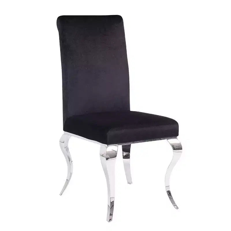 Chaise de salle à manger moderne Tissu noir Acier inoxydable