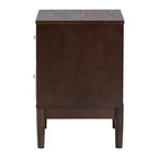 Table de chevet à 2 tiroirs en tissu et bois de style Mid-Century, Beige/Wengé