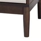 Table de chevet à 2 tiroirs en tissu et bois de style Mid-Century, Beige/Wengé