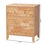 Commode 3 tiroirs "nid d'abeille" sculpté, Naturel