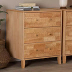 Commode 3 tiroirs "nid d'abeille" sculpté, Naturel