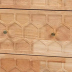 Commode 3 tiroirs "nid d'abeille" sculpté, Naturel