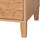 Commode 3 tiroirs "nid d'abeille" sculpté, Naturel