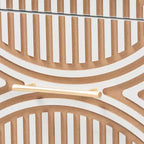 Table de chevet 2 tiroirs en bois sculpté côtier, Blanc/Marron naturel