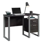 Bureau à piedestal simple avec tiroirs et étagère ouverte, Noyer Blade