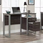 Bureau à piedestal simple avec tiroirs et étagère ouverte, Noyer Blade