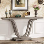Table console de ferme, Gris clair, Pieds en U