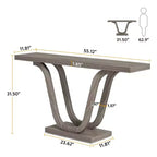 Table console de ferme, Gris clair, Pieds en U