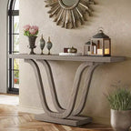 Table console de ferme, Gris clair, Pieds en U