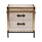Baxton Studio Laura Canvas 2 Drawer End Table Trunk White/Coffee/Black