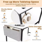 Bureau d'ordinateur moderne avec station de charge, pochette de rangement et crochet pour casque, blanc