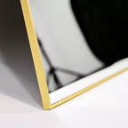 Miroir de sol rectangulaire pleine longueur, design incliné, noir/or