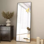 Miroir de sol rectangulaire pleine longueur, design incliné, noir/or