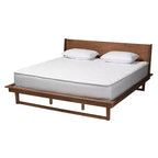 Lit plateforme en noyer de style Mid-Century Modern