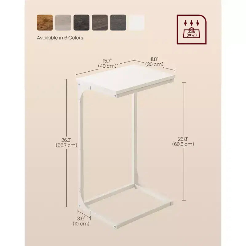 Table d'appoint en C pour canapé ou petit plateau TV pour salon ou chambre