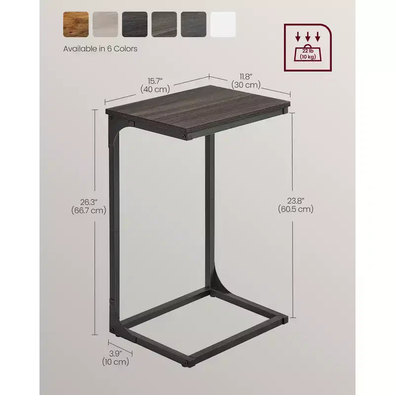 Table d'appoint en C pour canapé ou petit plateau TV pour salon ou chambre