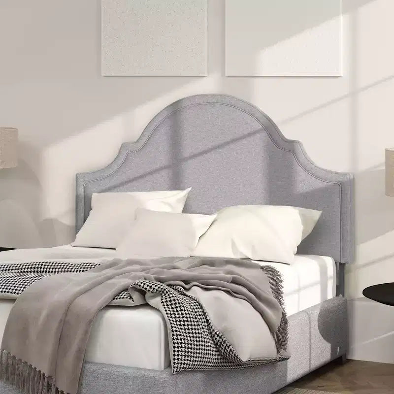 Tête de lit capitonnée Queen Size, tissu lin, hauteur réglable