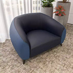 Fauteuil d'appoint individuel en cuir avec pieds en acier inoxydable, Noir/Blanc