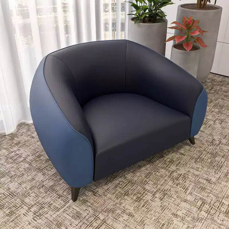 Fauteuil d'appoint individuel en cuir avec pieds en acier inoxydable, Noir/Blanc